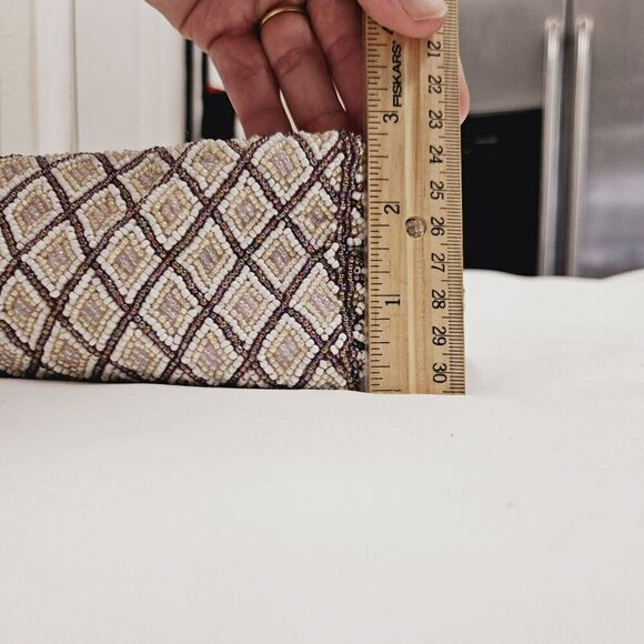 Vintage Avon Beaded Purse Top Handle Bag Diamond Pattern Evening Party Handbag - Picture 9 of 10